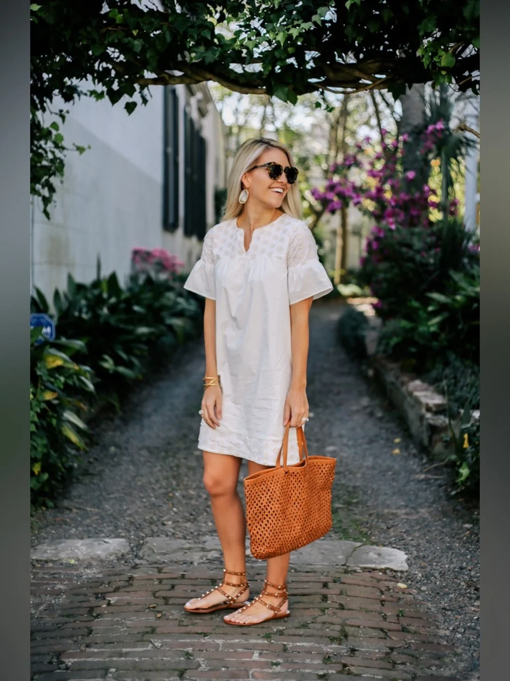 J.Crew Embellished Bell-Sleeve Shift Dress – Cream/Soft Blush Boho Style